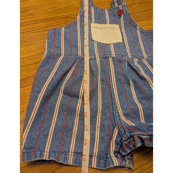 Vintage Healthtex Size 3T Striped Denim Overalls Romper 100% Cotton Made in USA - Picture 5 of 10